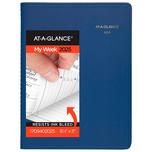 AT-A-GLANCE 2025 Appointment Book Planner, Weekly, 8-1/4" x 11", Large, Quarter-Hourly, Blue (709402025)
