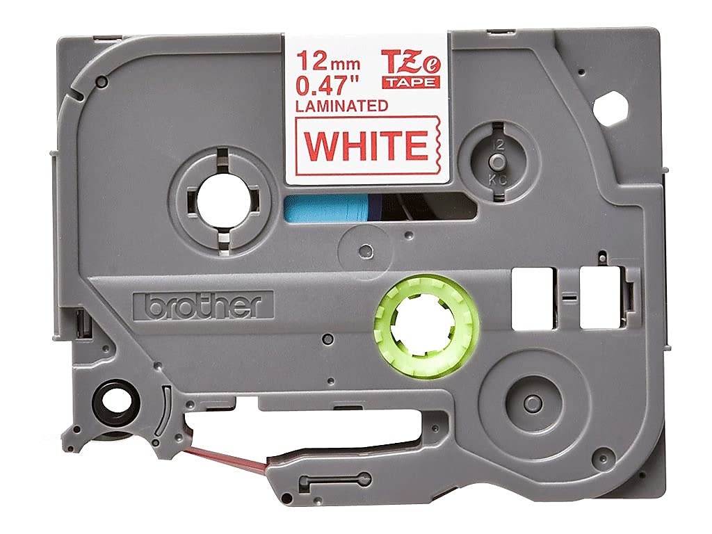Brother Genuine P-Touch TZE-232 Tape, 1/2" (0.47 mm) Standard Laminated P-Touch Tape, Red on White Laminated for Indoor or Outdoor Use, Water-Resistant 26.2 ft (8m), Single-Pack
