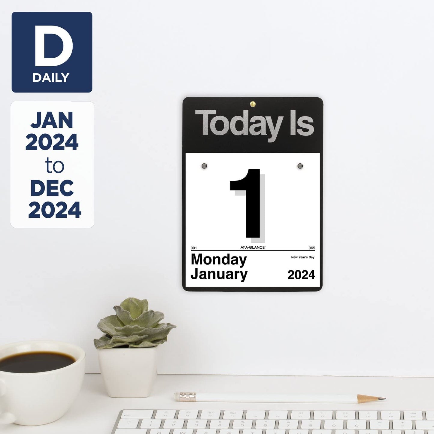AT-A-GLANCE 2024 “Today Is” Daily Wall Calendar, 6" x 6", Small (K10024)
