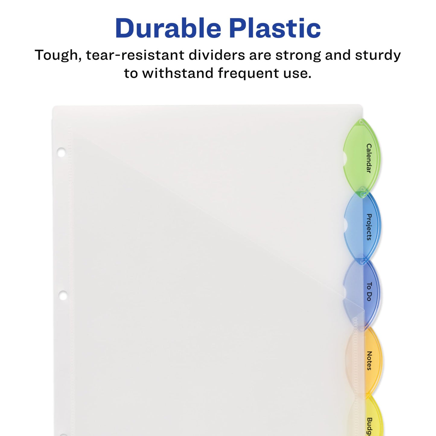Avery Insertable Style Edge Pocket Plastic Dividers for 3 Ring Binders, 5 Tab Set, Multicolor, Works with Sheet Protectors, 1 Set (11292)