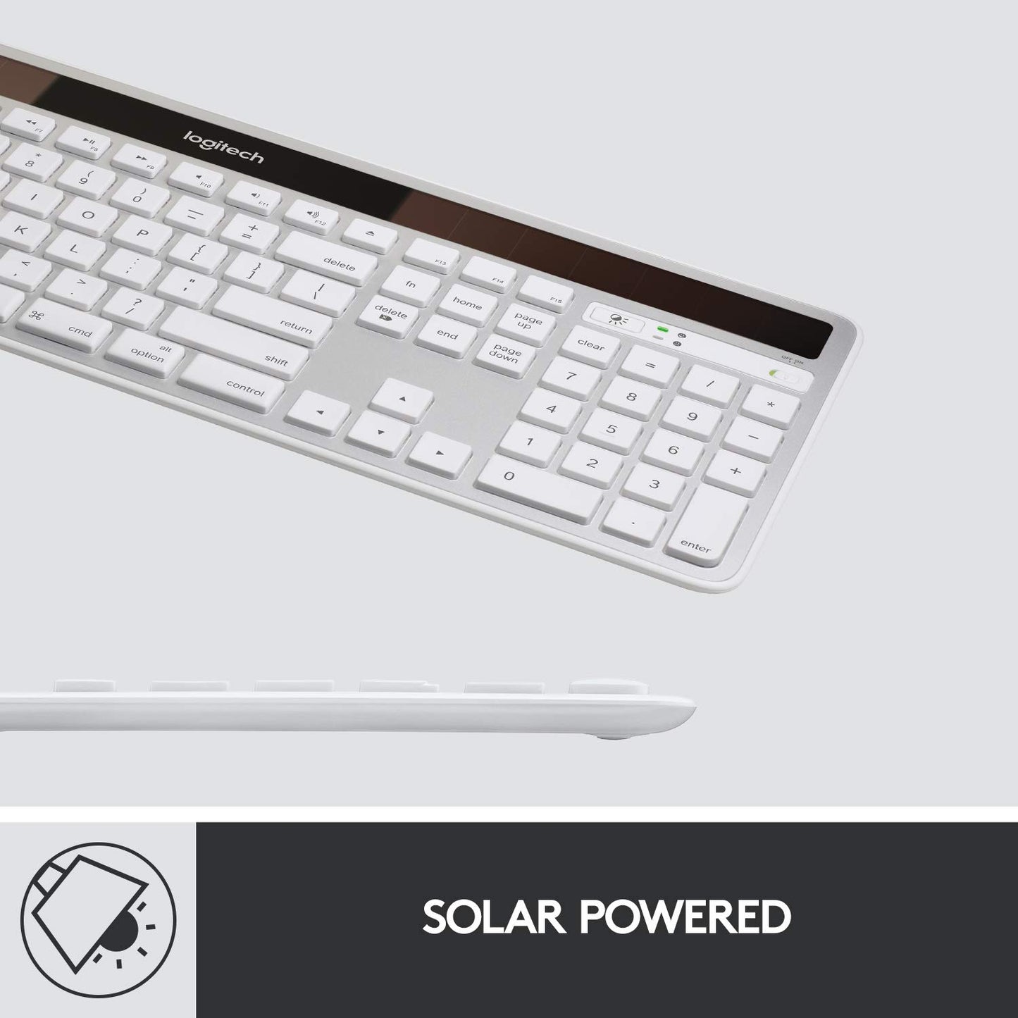 Logitech K750 Wireless Keyboard� Solar Recharging, Mac-Friendly, 2.4GHz Wireless - Silver