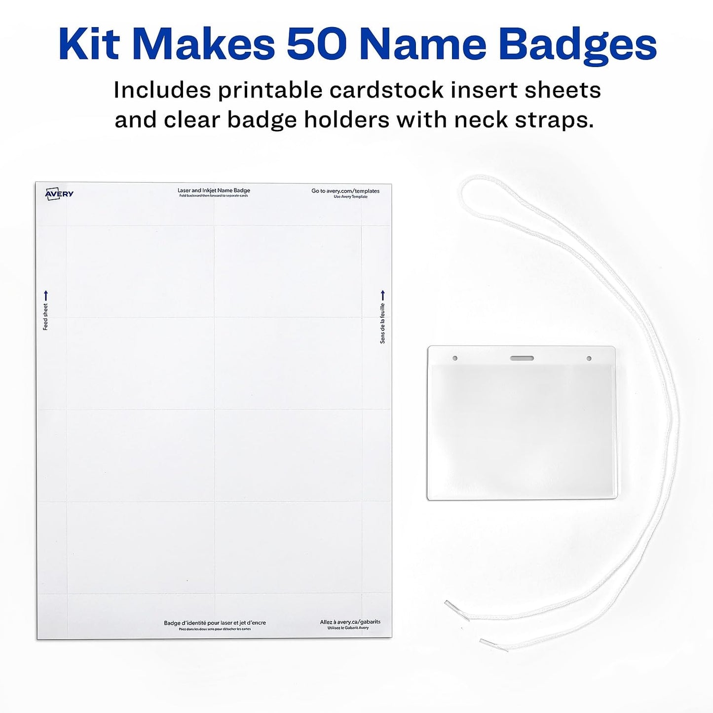Avery Insertable 3 Inch x 4 Inch White Name Badges 100 Count (74459)