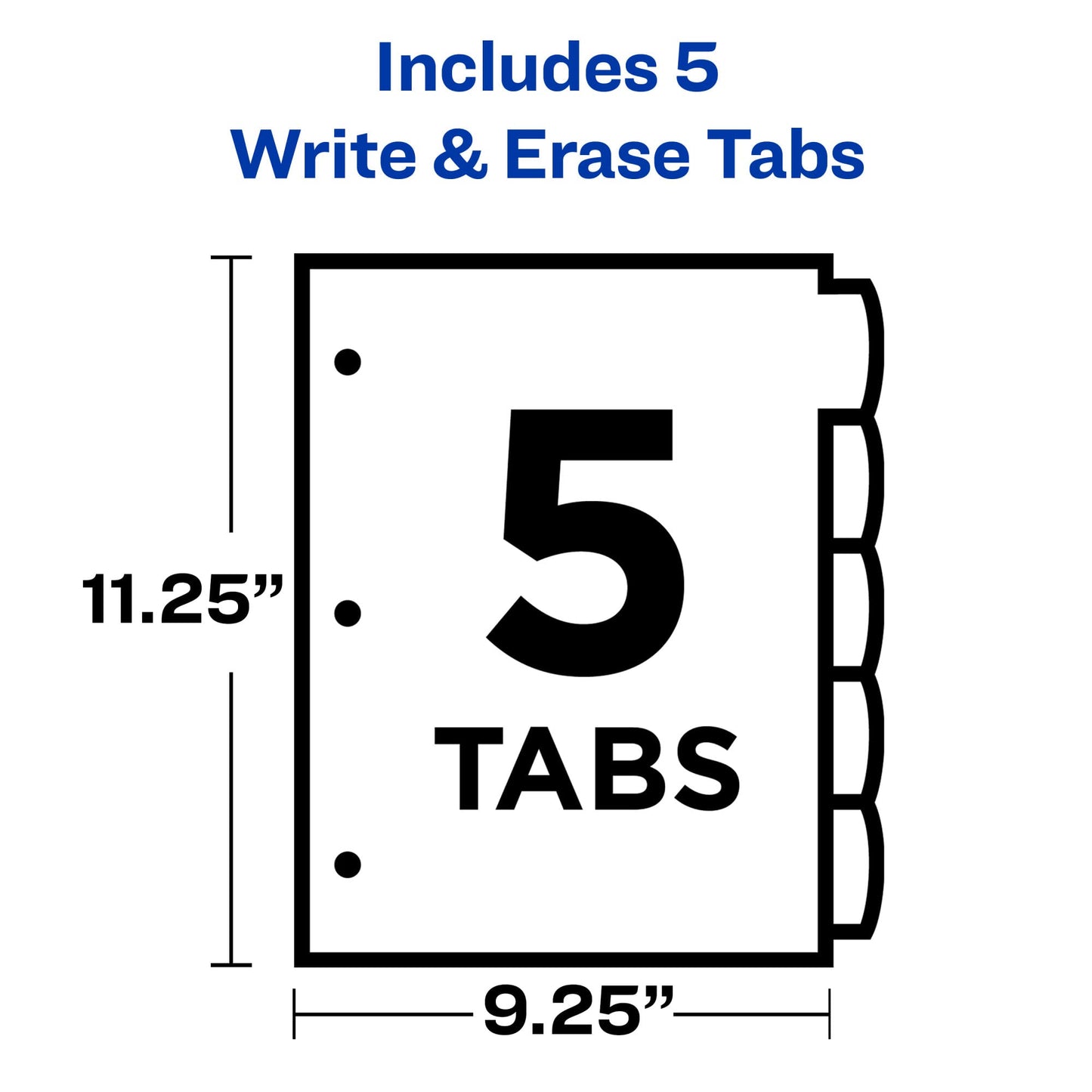 Avery Write & Erase Pocket Plastic Dividers for 3 Ring Binders, 5 Tab Set, Works with Sheet Protectors, Multicolor, 1 Set (16176)