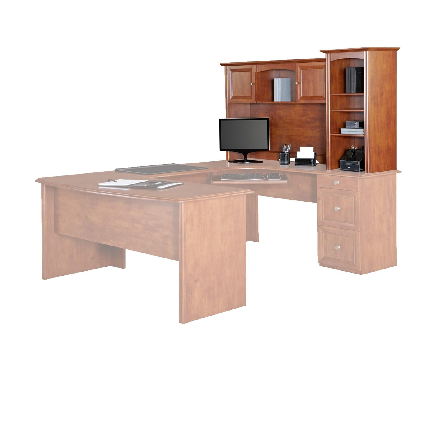 Realspace� Broadstreet 65"W Hutch For U-Shaped Desk, Maple