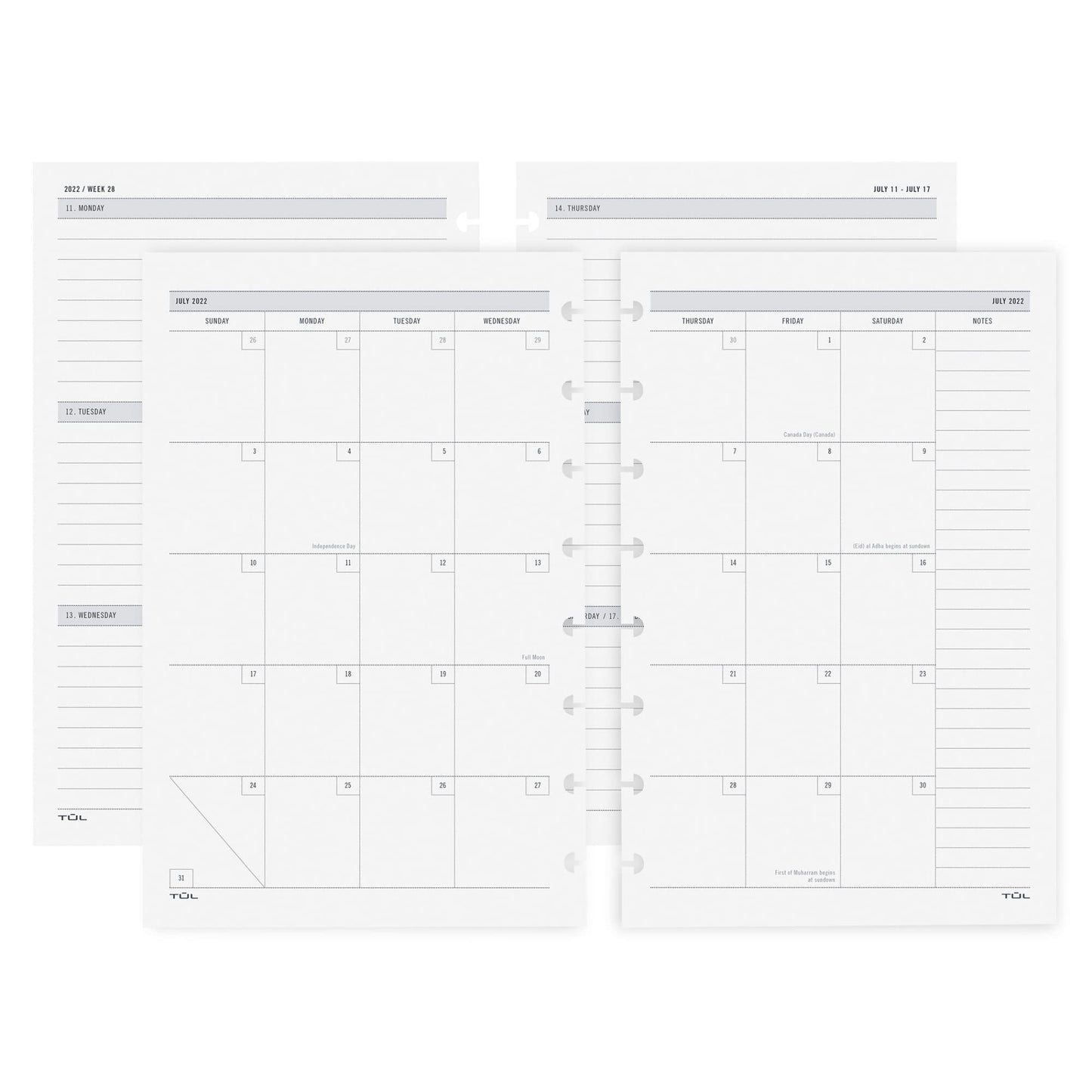 TUL® Discbound Academic Weekly/Monthly Planner Refill Pages, Junior Size, July 2022 To June 2023, TULJRFILR-WM-AY