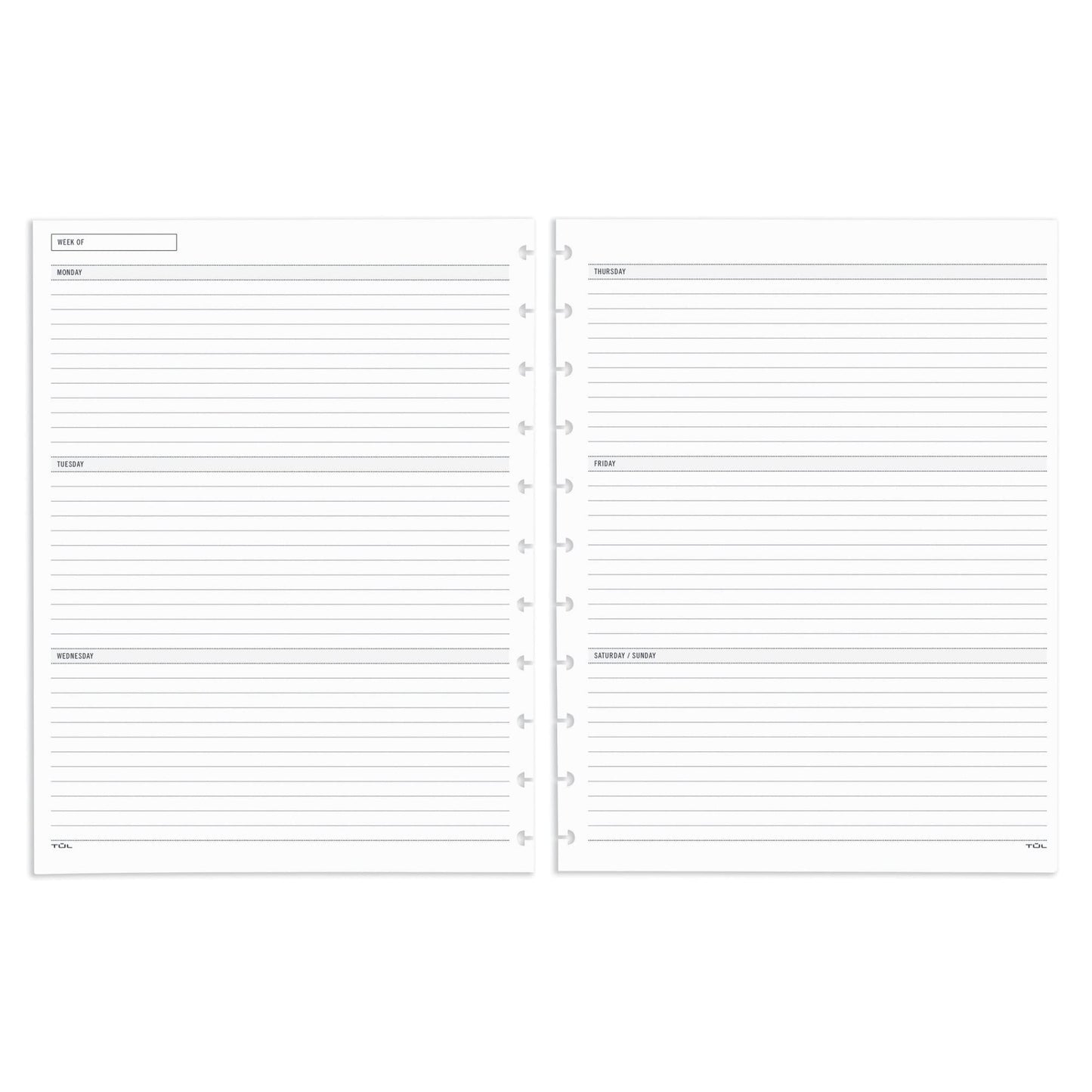 TUL® Discbound Undated Weekly/Monthly Refill Pages, Letter Size, 68 Sheets