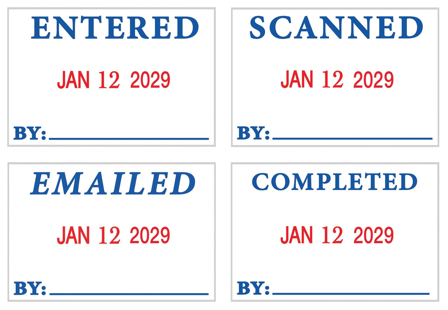 2000 PLUS® 4-In-1 Date Stamp, 15/16" x 1 3/4", Blue/Red