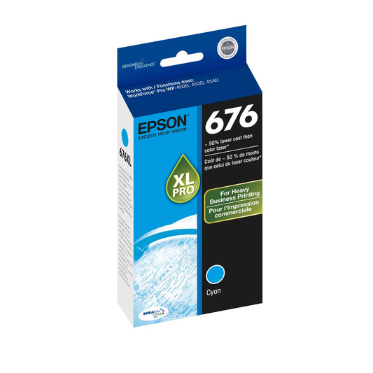 EPSON 676 DURABrite Ultra Ink High Capacity Cyan Cartridge (T676XL220-S) Works with WorkForce Pro EXP 08.2024