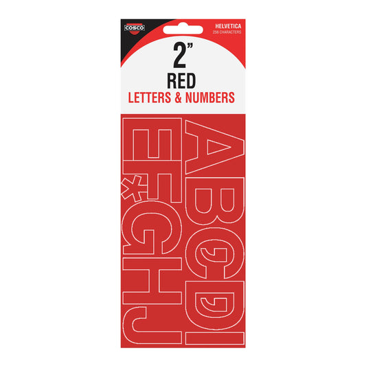Creative Start Cosco Letters and Numbers 2" Helvetica Font 133 Characters, Red