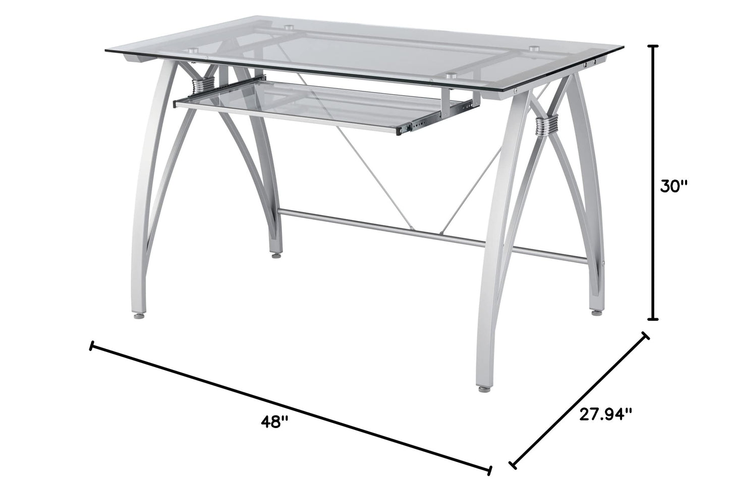 Realspace� Vista 48" W Glass Computer Desk, Silver