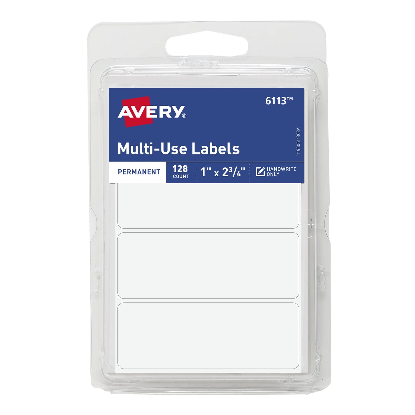 Avery All-Purpose Labels, 1 x 2.75 Inches, White, 36 Packs (6113)