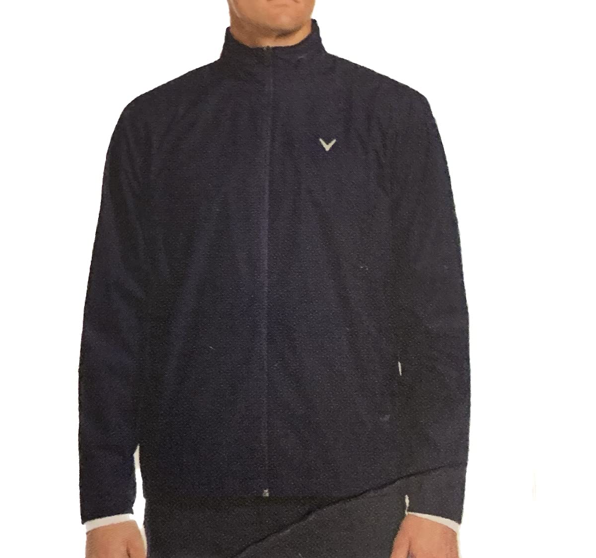Callaway Men's Water Resistant Fully Lined Full Zip Jacket with Packable Hood (as1, alpha, m, regular, regular, Blue, Medium)