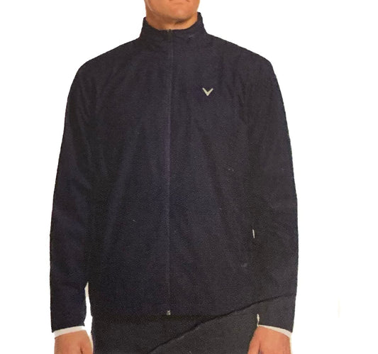 Callaway Men's Water Resistant Fully Lined Full Zip Jacket with Packable Hood (as1, alpha, m, regular, regular, Blue, Medium)