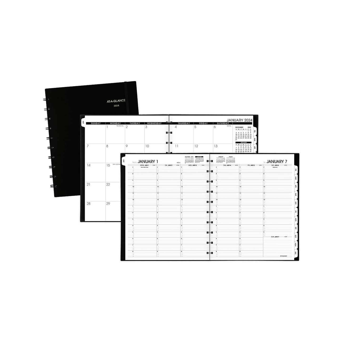 2024 AT-A-GLANCE® Move-A-Page Weekly/Monthly Appointment Book Planner, 8-3/4" x 11", Black, January to December 2024, 70950E05