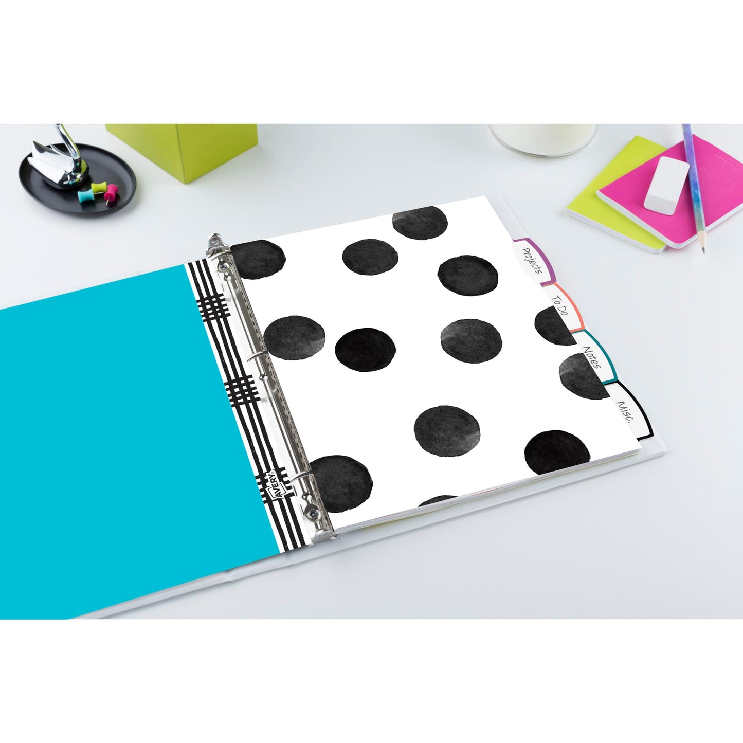 Avery Big Tab Reversible Fashion Dividers for 3 Ring Binders, 5 Tab Set, Black and White Pattern, 1 Set (24914)