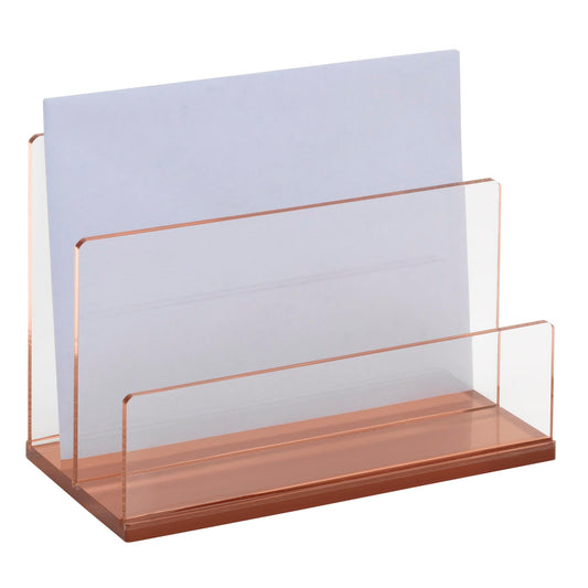 Realspace® Rose Gold Acrylic 2-Compartment Desk Sorter, Letter Size