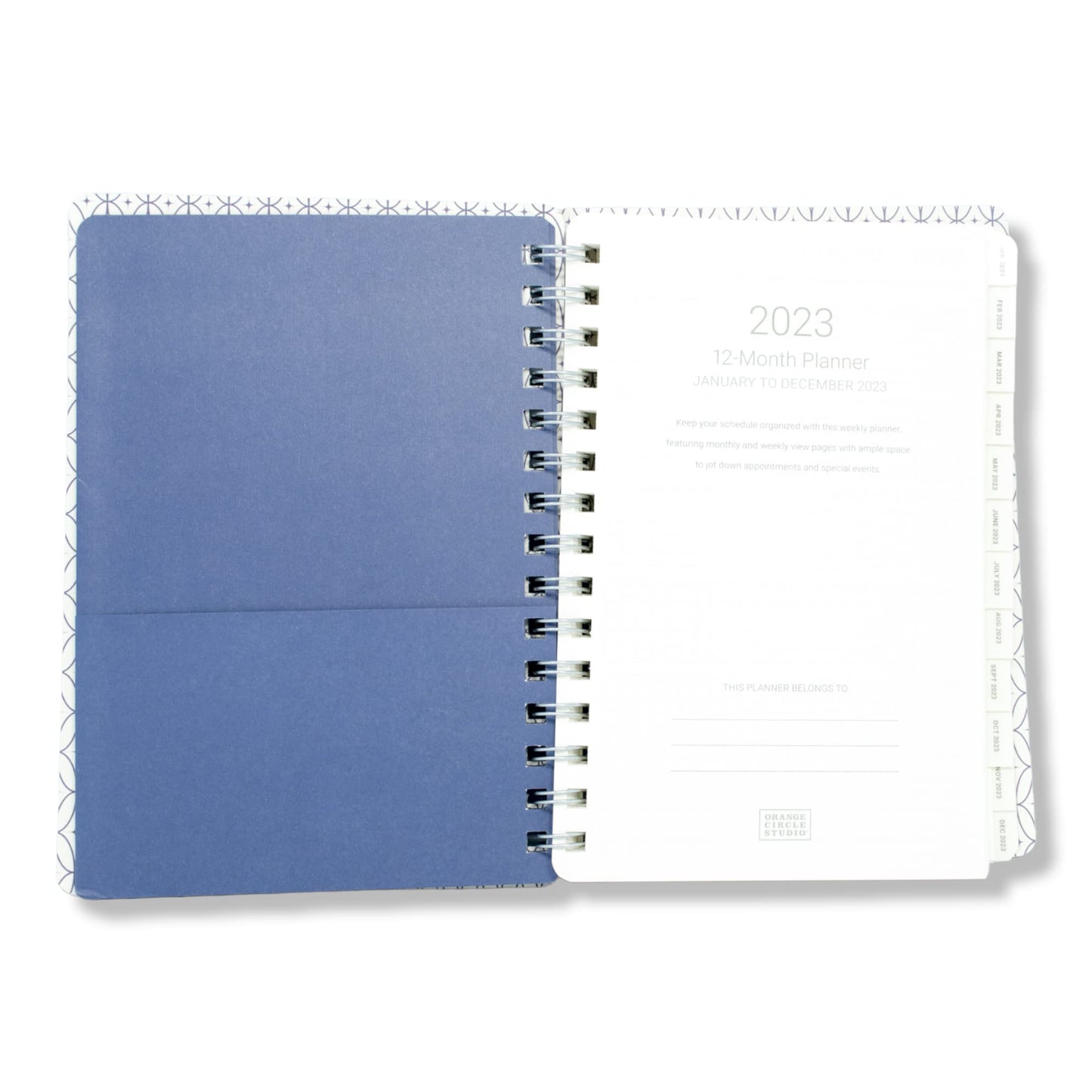 Orange Circle Studio Agatha Weekly/Monthly Agenda Planner, 8-1/4" x 5-3/4", Oxford Blue, January To December 2023, Wirebound