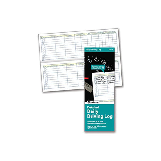 Adams Detailed Daily Driving Log, 400 Entries, 9 x 3.25 Inches, Multi-Color (AFR15)