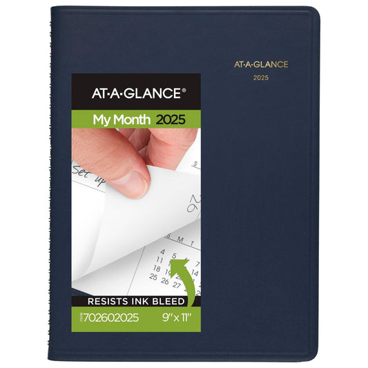 AT-A-GLANCE 2025 Planner, Monthly, 9" x 11", Large, Navy (702602025)