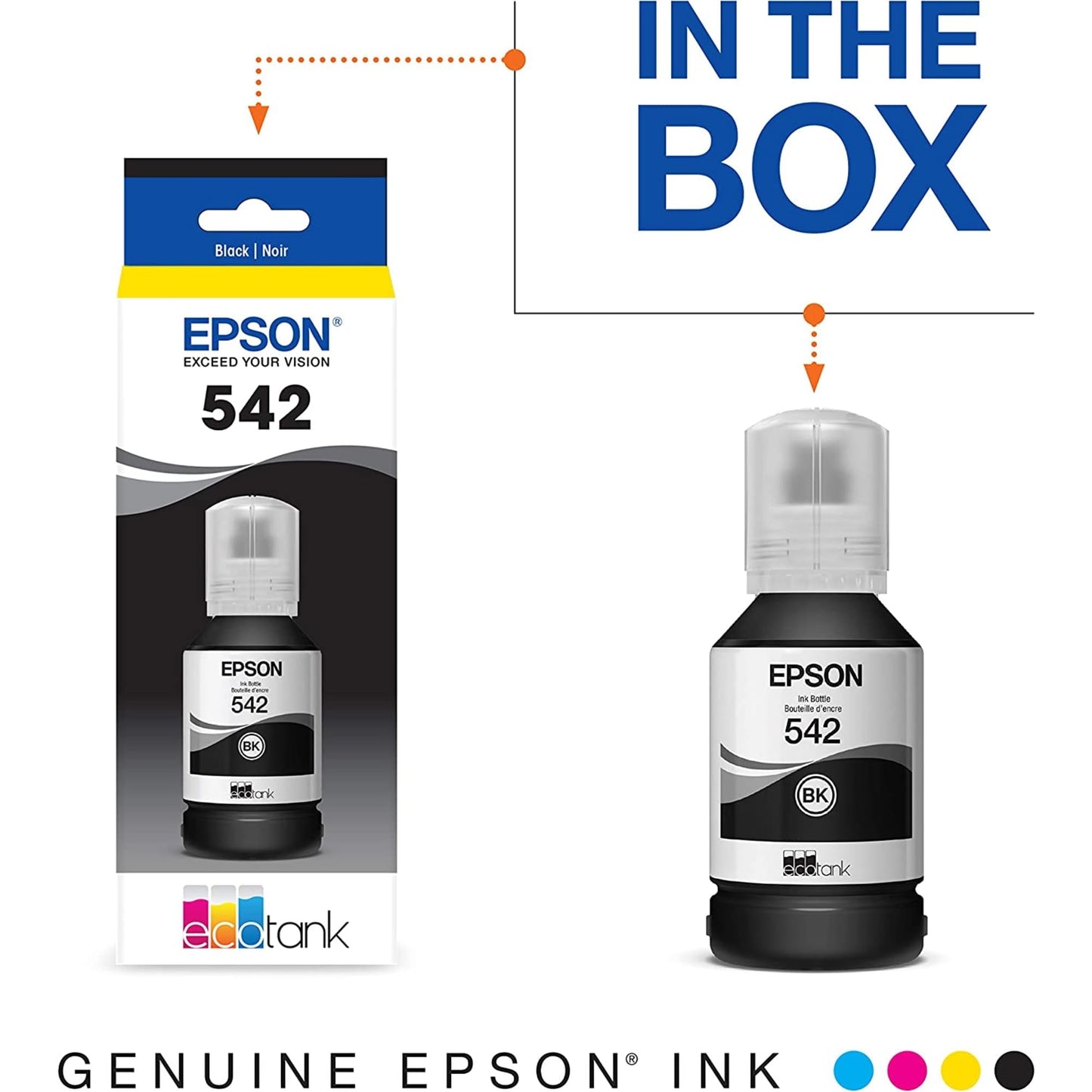 EPSON 542 EcoTank Ink Ultra-high Capacity Bottle Black (T542120-S) Works with EcoTank Pro ET-5150, ET-5170, ET-5180, ET-5800, ET-5850, ET-5880, ET-16600, ET-16650