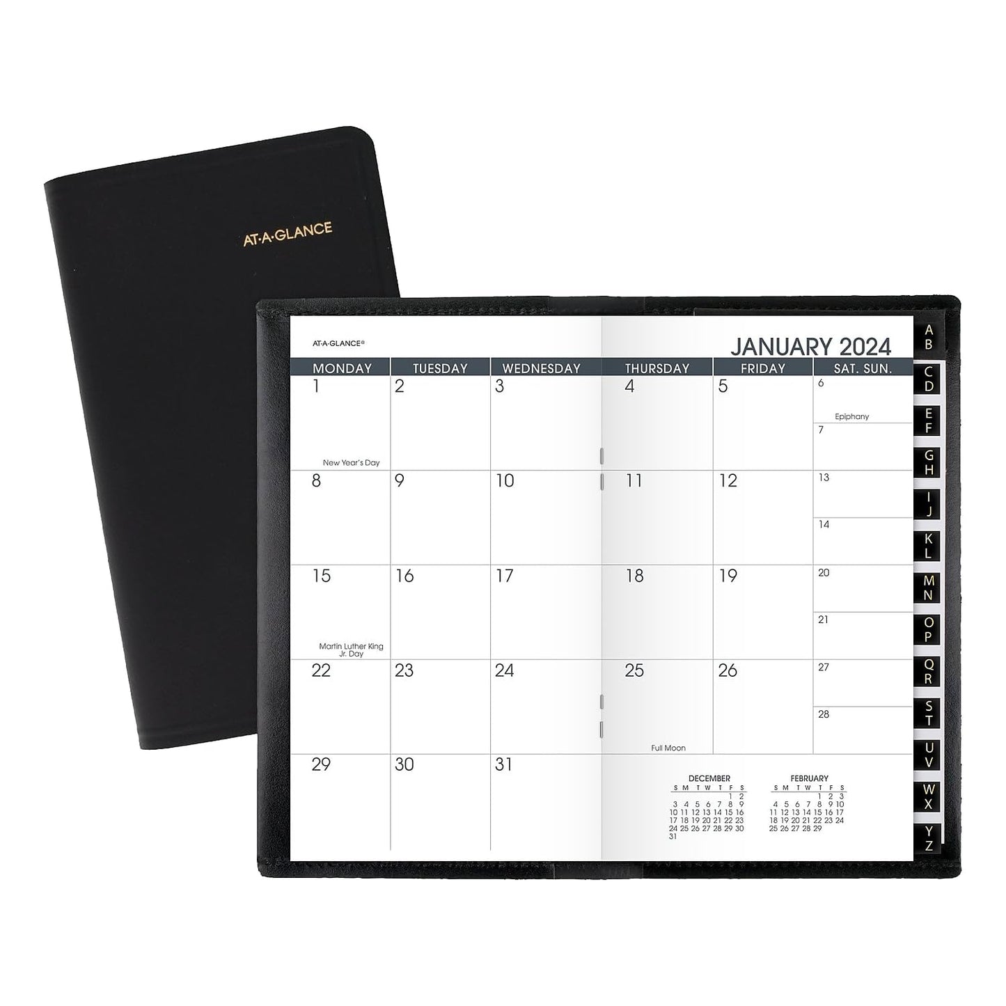 2024-2025 AT-A-GLANCE® 13-Month Monthly Planner, 3-1/2" x 6", Black, January 2024 to January 2025, 7006405