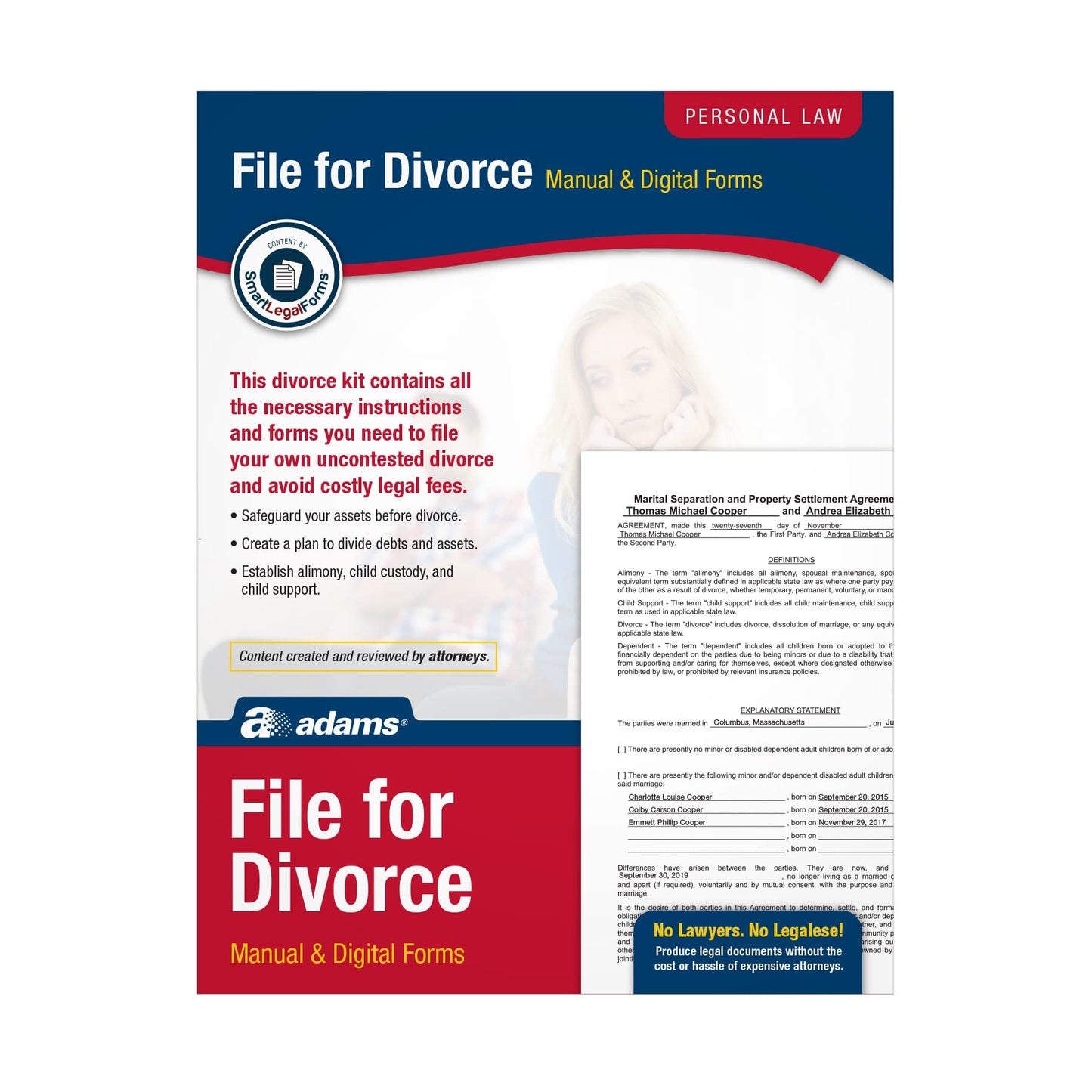 Adams Divorce Kit, Forms and Instructions, Includes CD (K302)