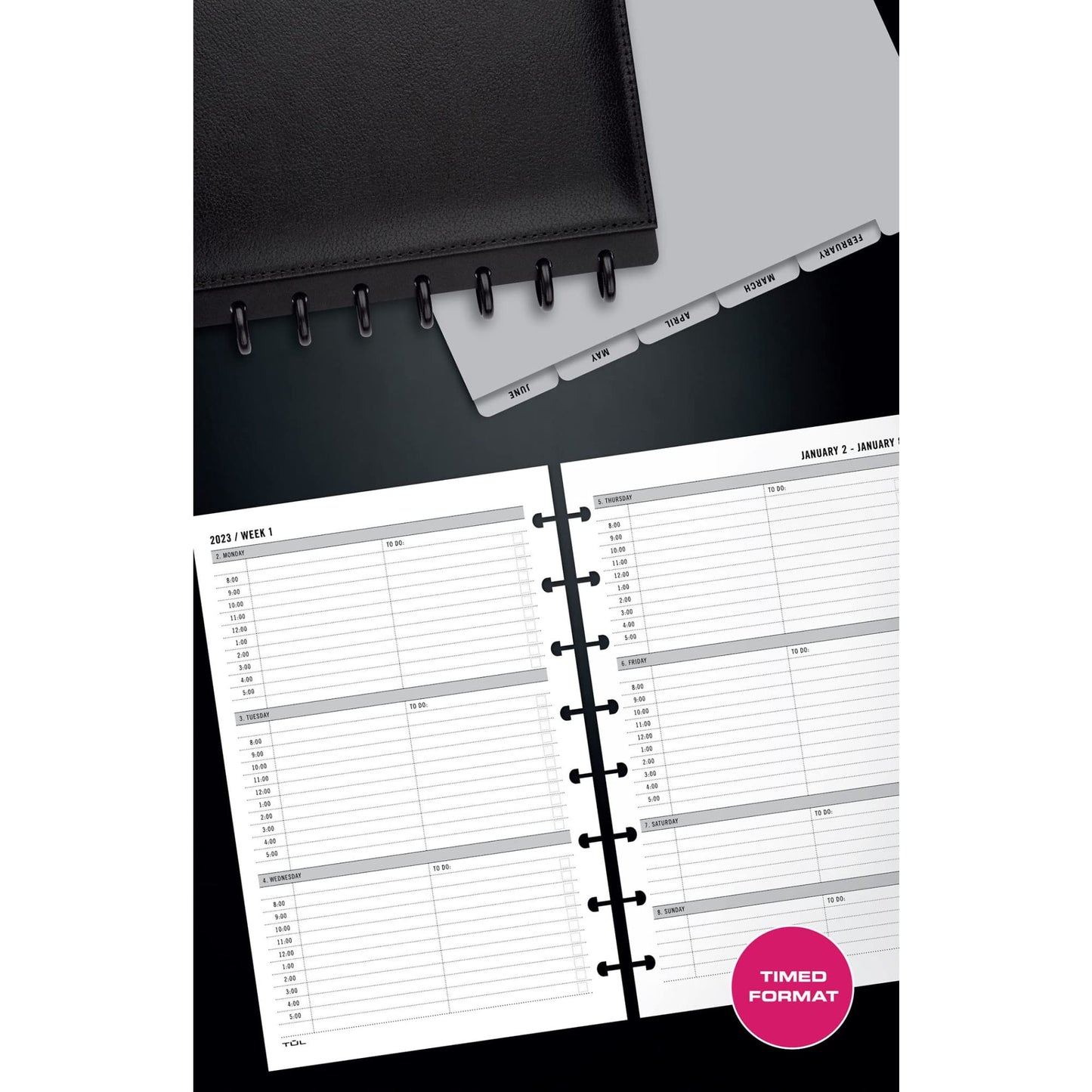 TUL® Discbound Weekly Refill Pages, Timed, Junior Size, January to December 2023