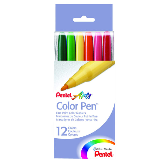 Pentel Arts Color Pen, 12-Color Set (S360-12)