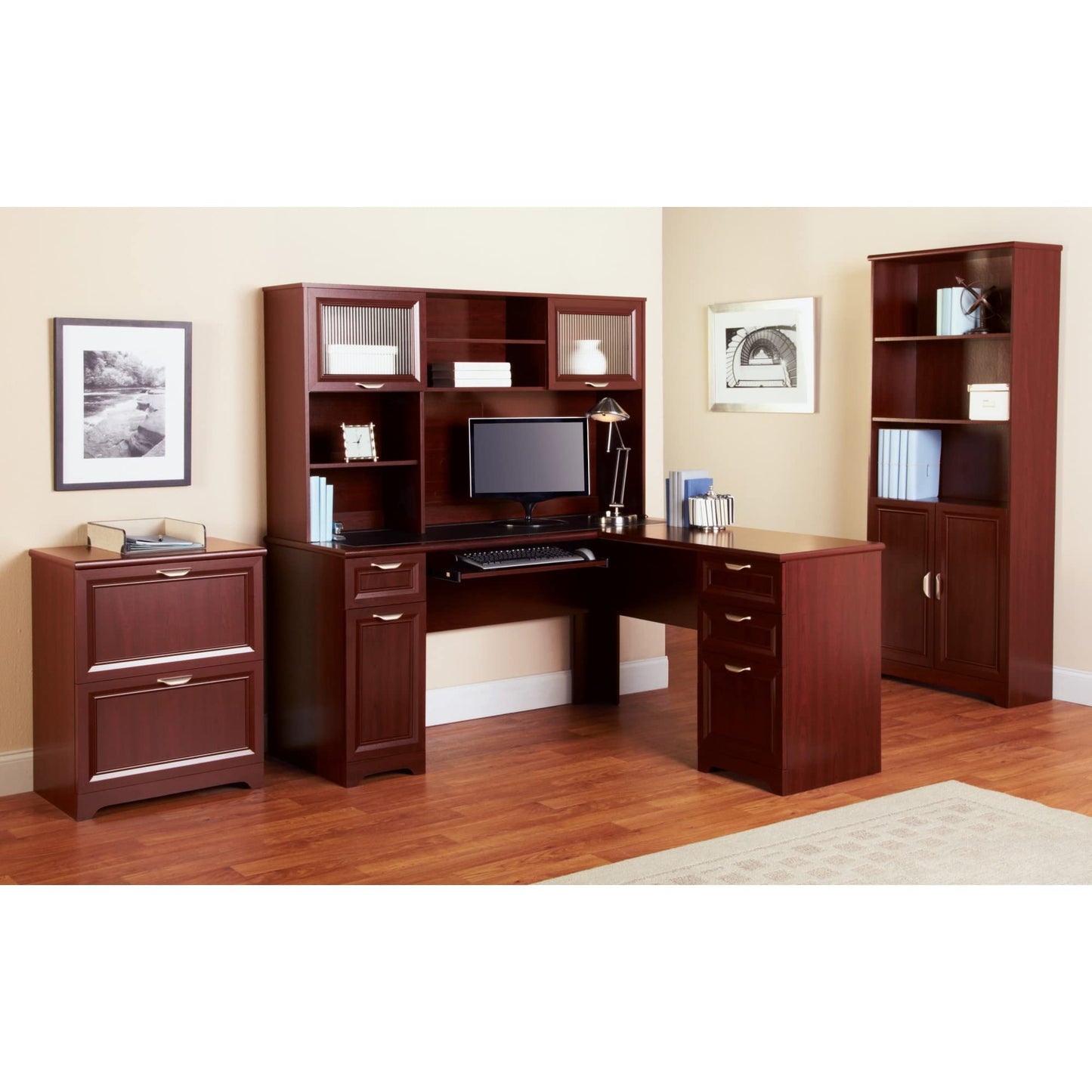 Realspace� Magellan 59"W L-Shape Corner Desk, Classic Cherry