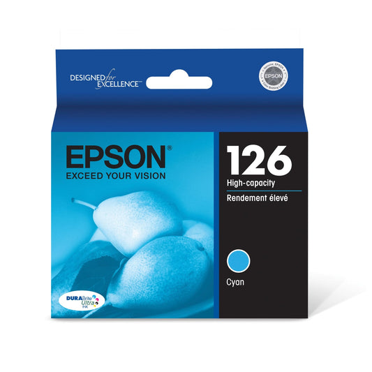Epson 126 DURABrite Ultra Ink Cyan Cartridge for WF-3520, WF-3530, WF-3540, WF-520, WF-545, WF-630, WF-633, WF-635, WF-645, WF-7010, WF-7510, WF-7520, WF-840, WF-845 and Other Select Models