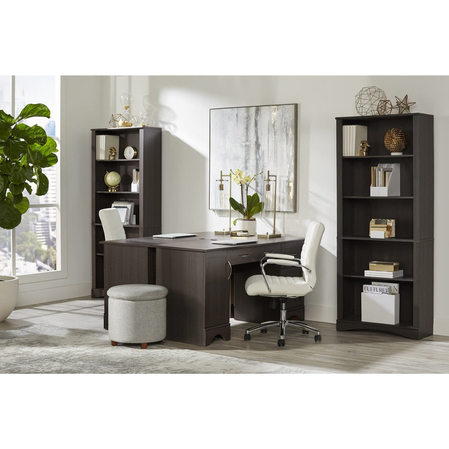 Realspace� Pelingo 60" W Computer Desk, Dark Gray