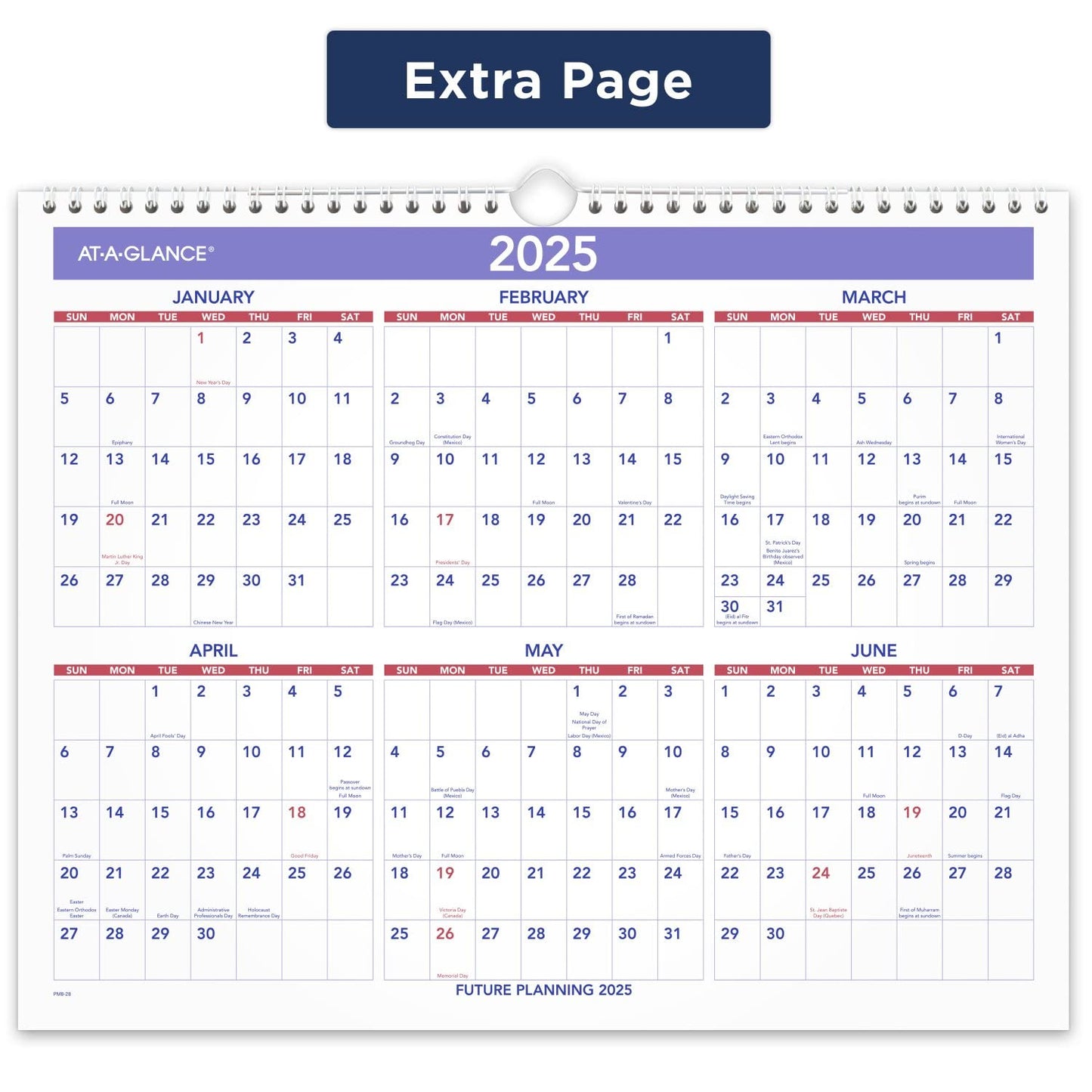 AT-A-GLANCE 2024 Wall Calendar, 15" x 12", Medium Wide, Spiral Bound, Monthly (PM82824)