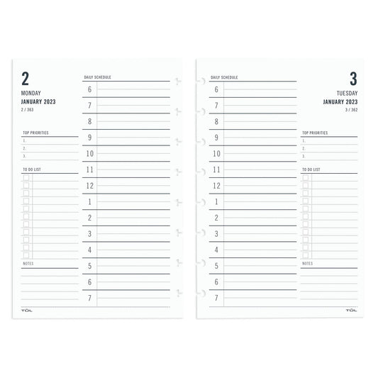 TUL® Discbound Daily Refill Pages, Junior Size, January to December 2023