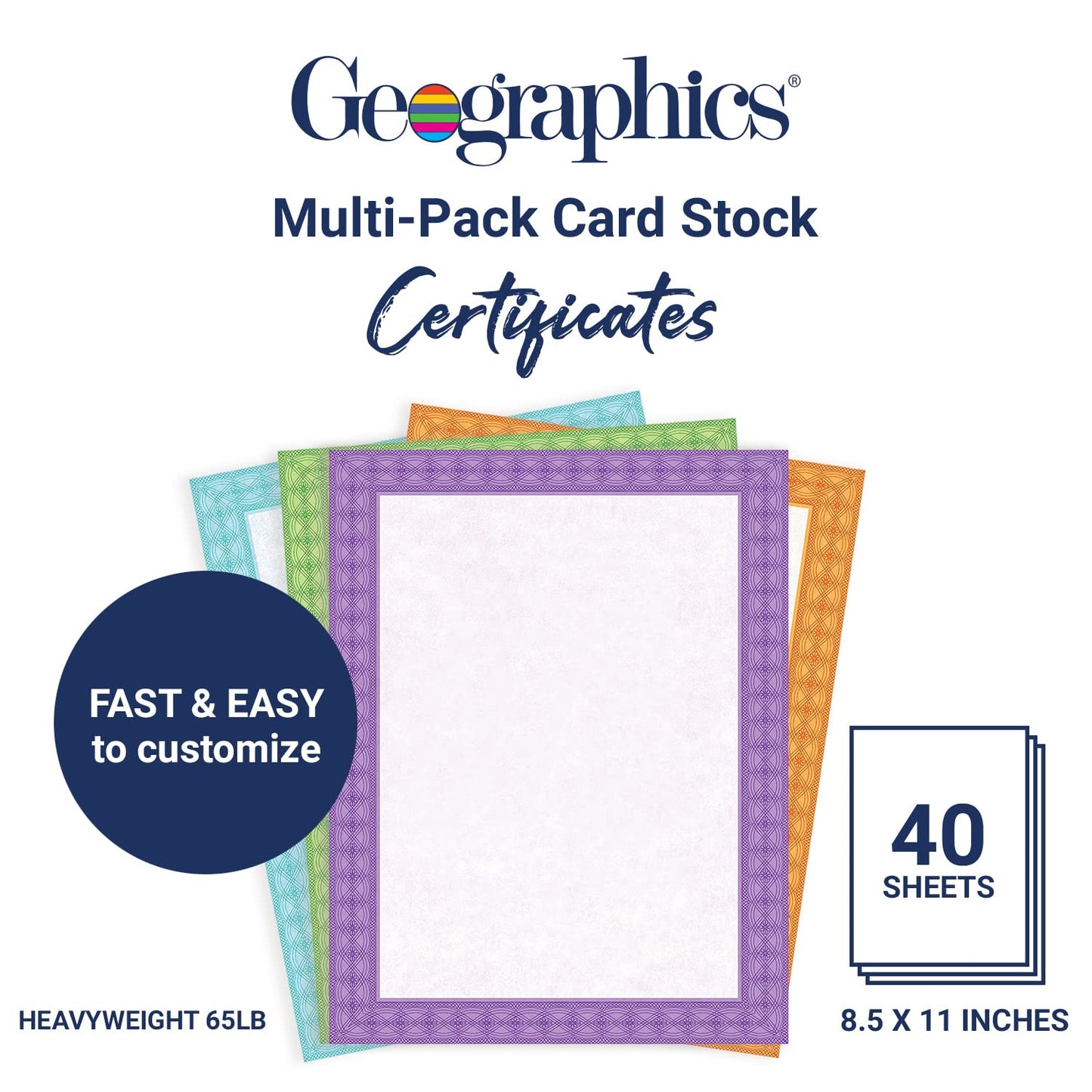 Geographics Assorted Blank Certificate Diploma Award Paper with Decorative