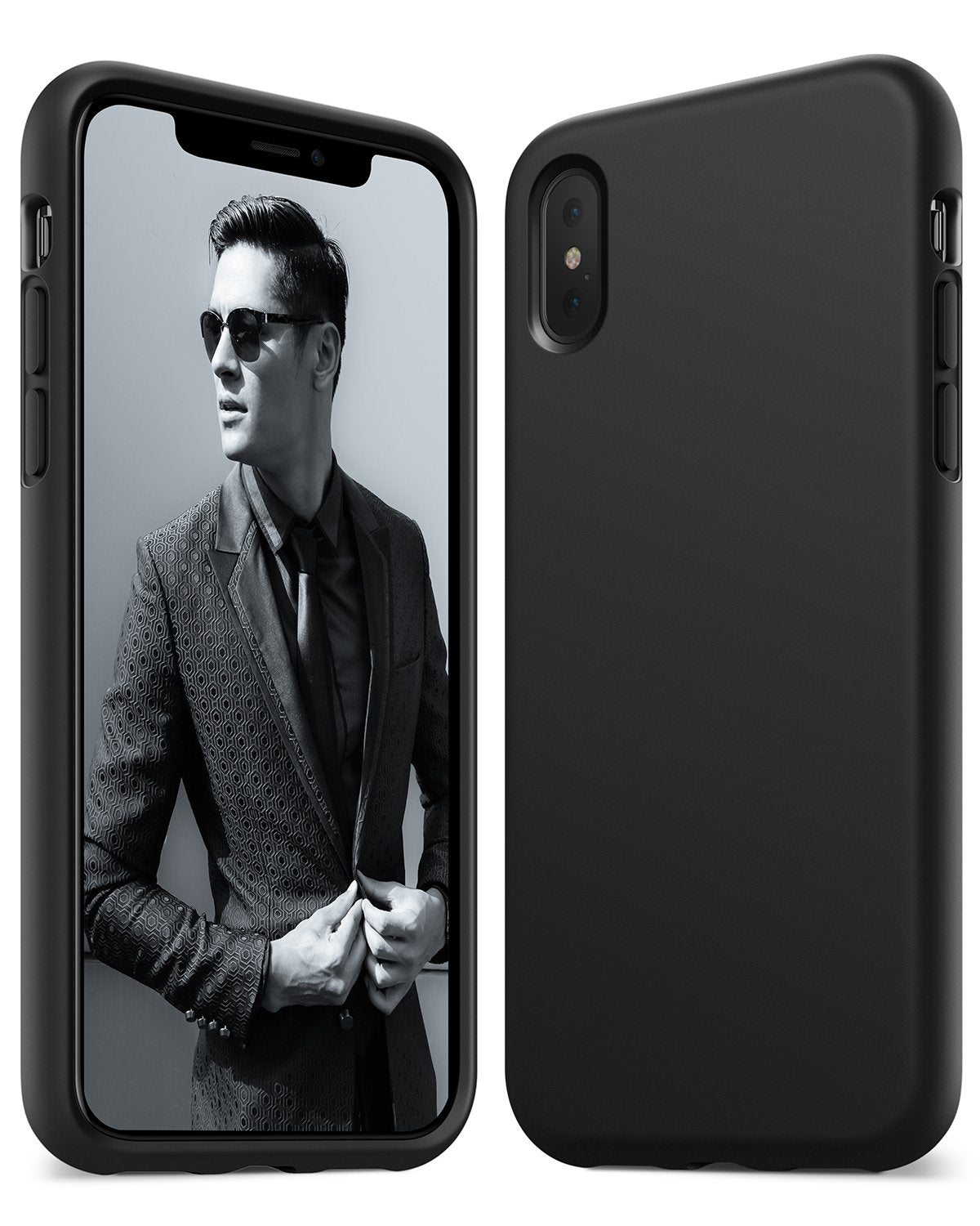 Anker Silicone Case, KARAPAX Silicone Gel Rubber Shockproof Case Cover with Soft Microfiber Cloth Cushion [Support Wireless Charging] [Slim Fit] for iPhone X - Black