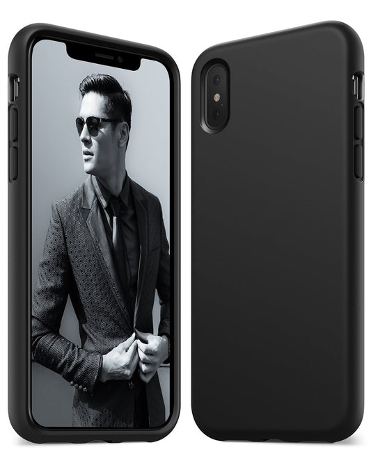 Anker Silicone Case, KARAPAX Silicone Gel Rubber Shockproof Case Cover with Soft Microfiber Cloth Cushion [Support Wireless Charging] [Slim Fit] for iPhone X - Black