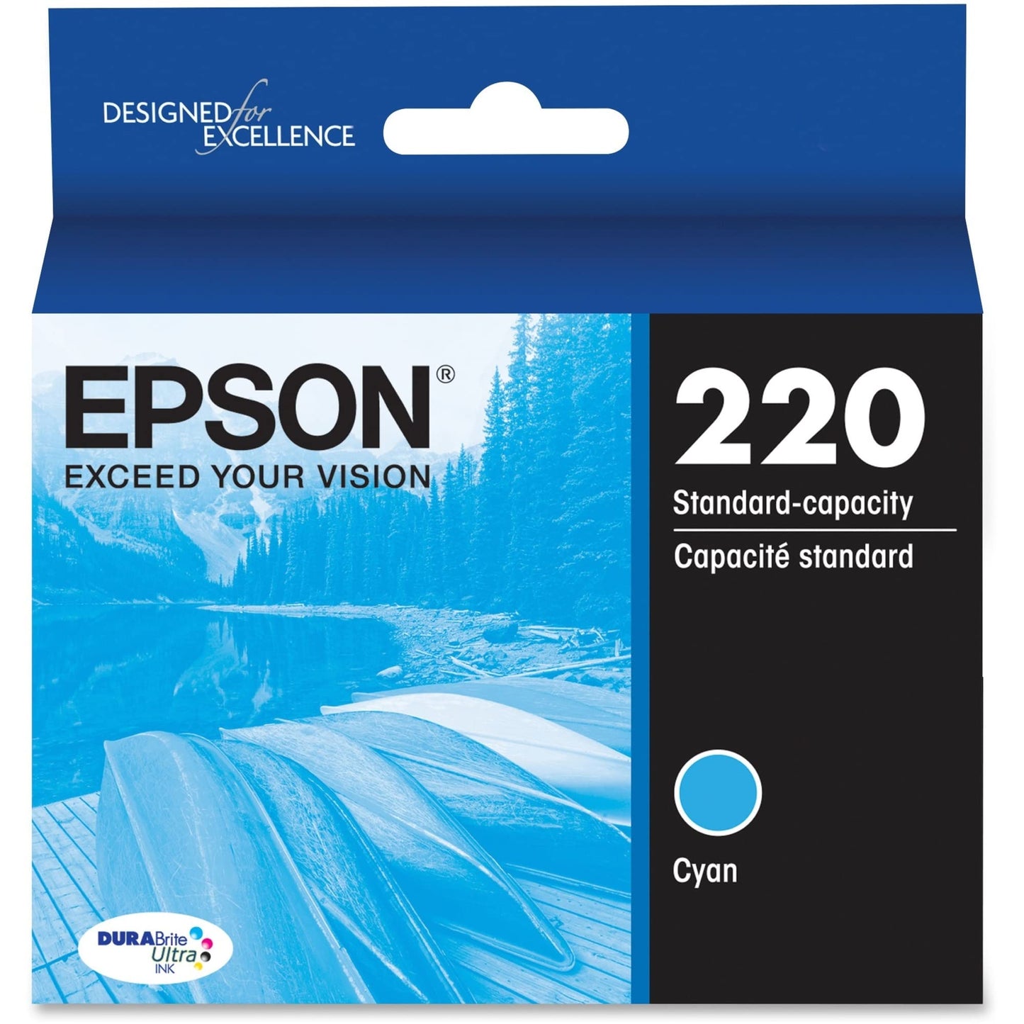 EPSON 220 DURABrite Ultra Ink Standard Capacity Cyan Cartridge (T220220-S) Works with WorkForce WF-2630, WF-2650, WF-2660, WF-2750, WF-2760, Expression XP-320, XP-420, XP-424, 1 Count (Pack of 1)