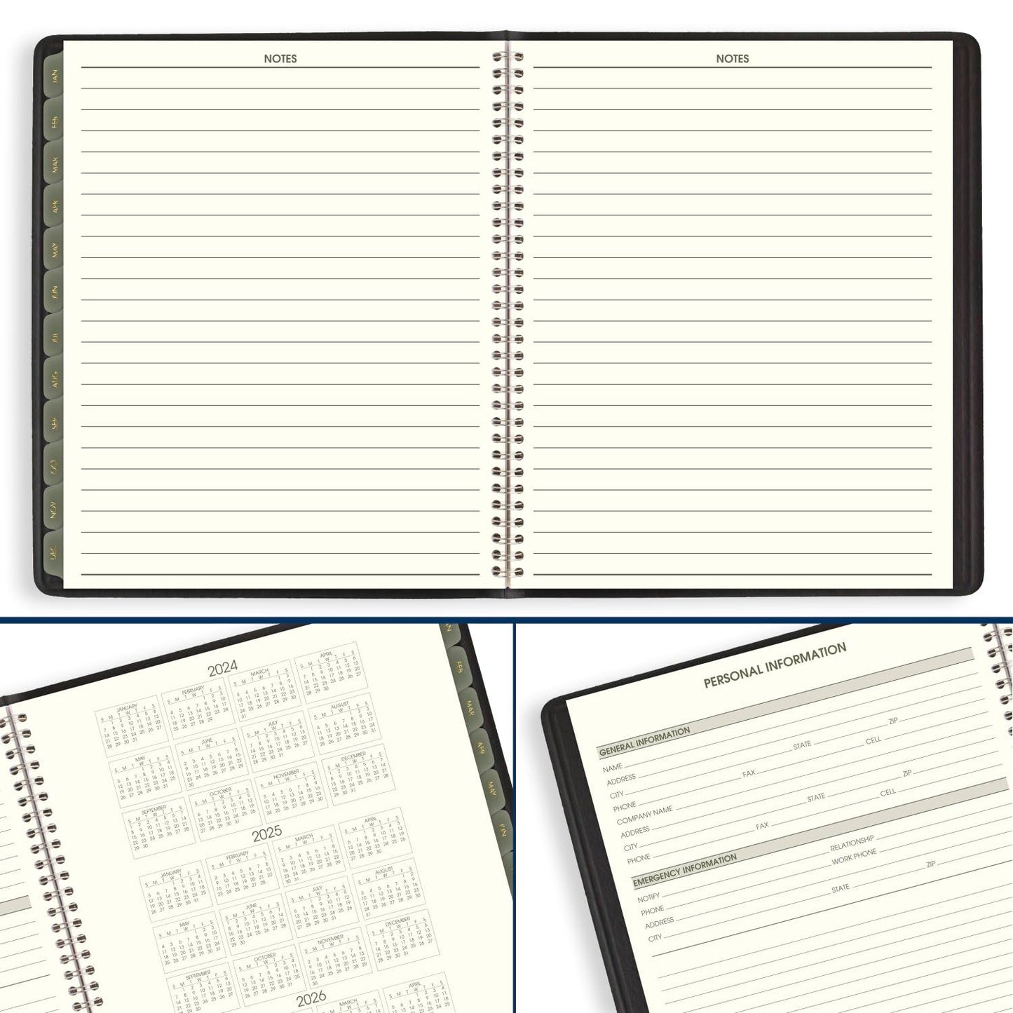 AT-A-GLANCE 2025 Planner, Monthly, 9" x 11", Large, Recycled, Black (70260G0525)