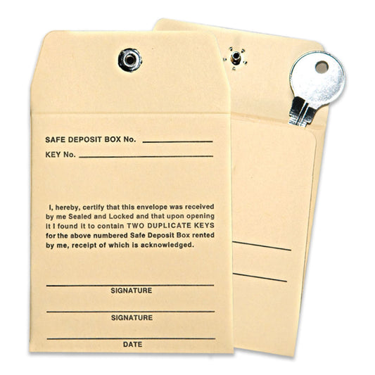 BankSupplies Manila Envelopes | 3W x 3.5H | Pack of 300 | Safe Deposit Box Key Envelope | Standard Imprint | Sand Background | Permanent Lock Style | Small Shipping Envelopes