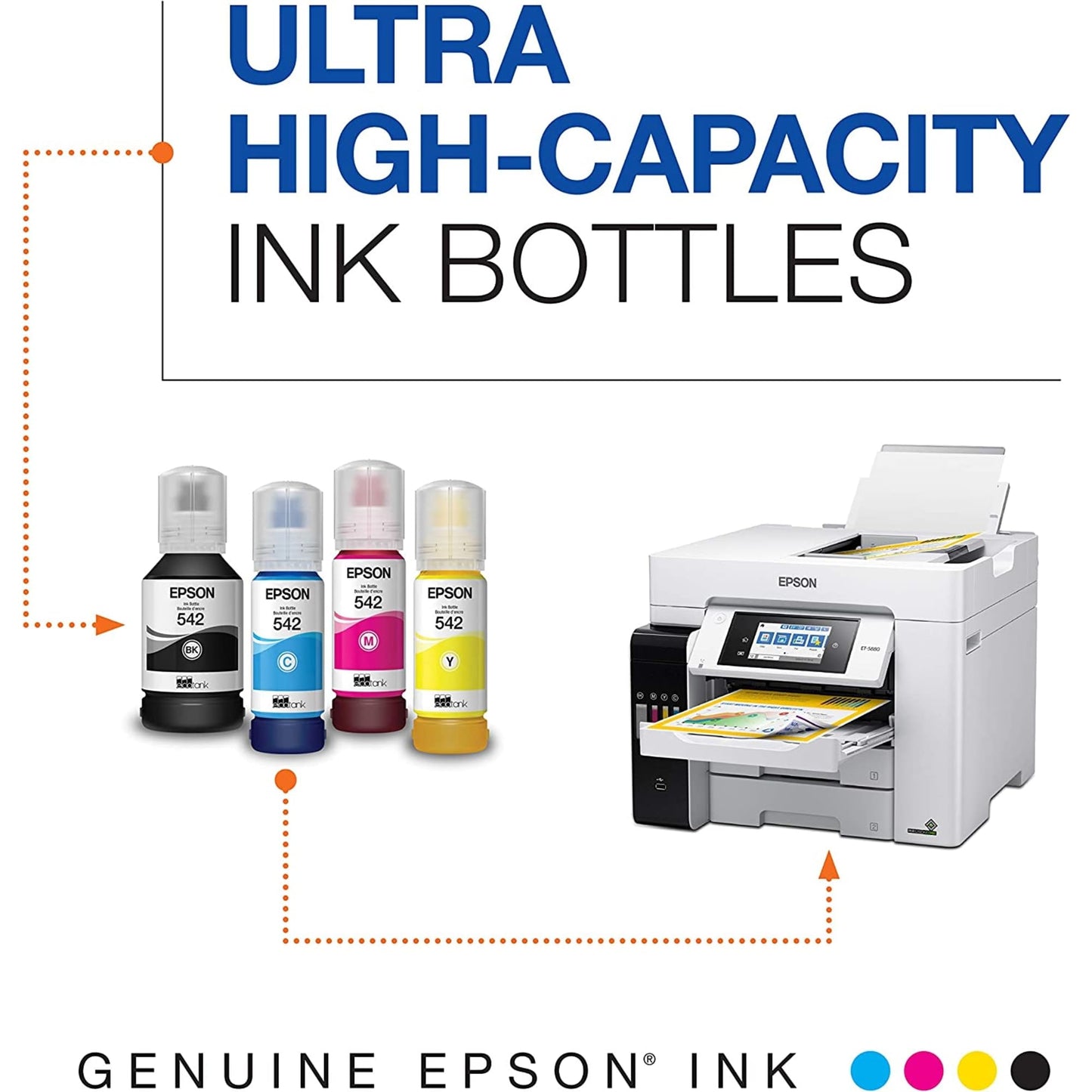 EPSON 542 EcoTank Ink Ultra-high Capacity Bottle Black (T542120-S) Works with EcoTank Pro ET-5150, ET-5170, ET-5180, ET-5800, ET-5850, ET-5880, ET-16600, ET-16650