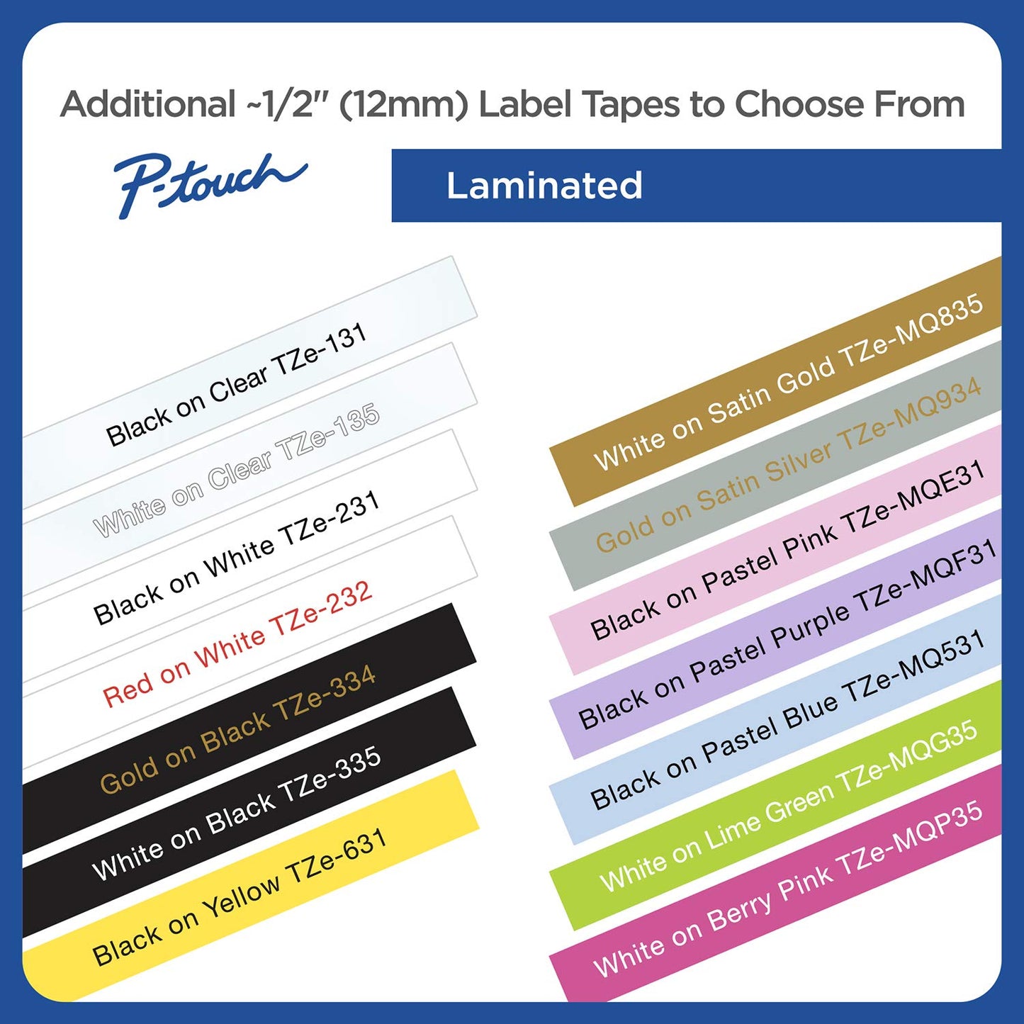 Brother Genuine P-Touch TZE-232 Tape, 1/2" (0.47 mm) Standard Laminated P-Touch Tape, Red on White Laminated for Indoor or Outdoor Use, Water-Resistant 26.2 ft (8m), Single-Pack