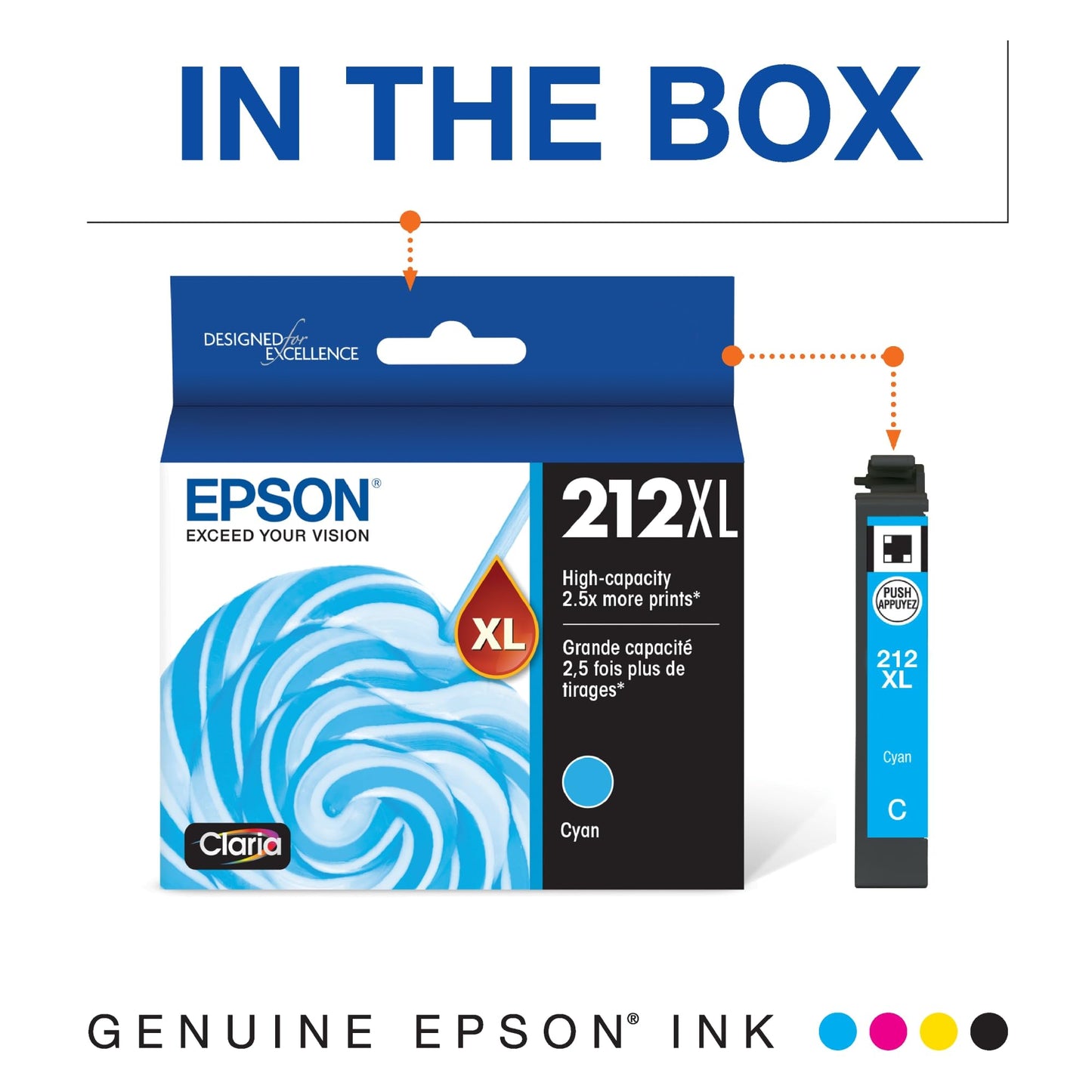 EPSON 212 Claria Ink High Capacity Cyan Cartridge (T212XL220-S) Works with WorkForce WF-2830, WF-2850, Expression XP-4100, XP-4105