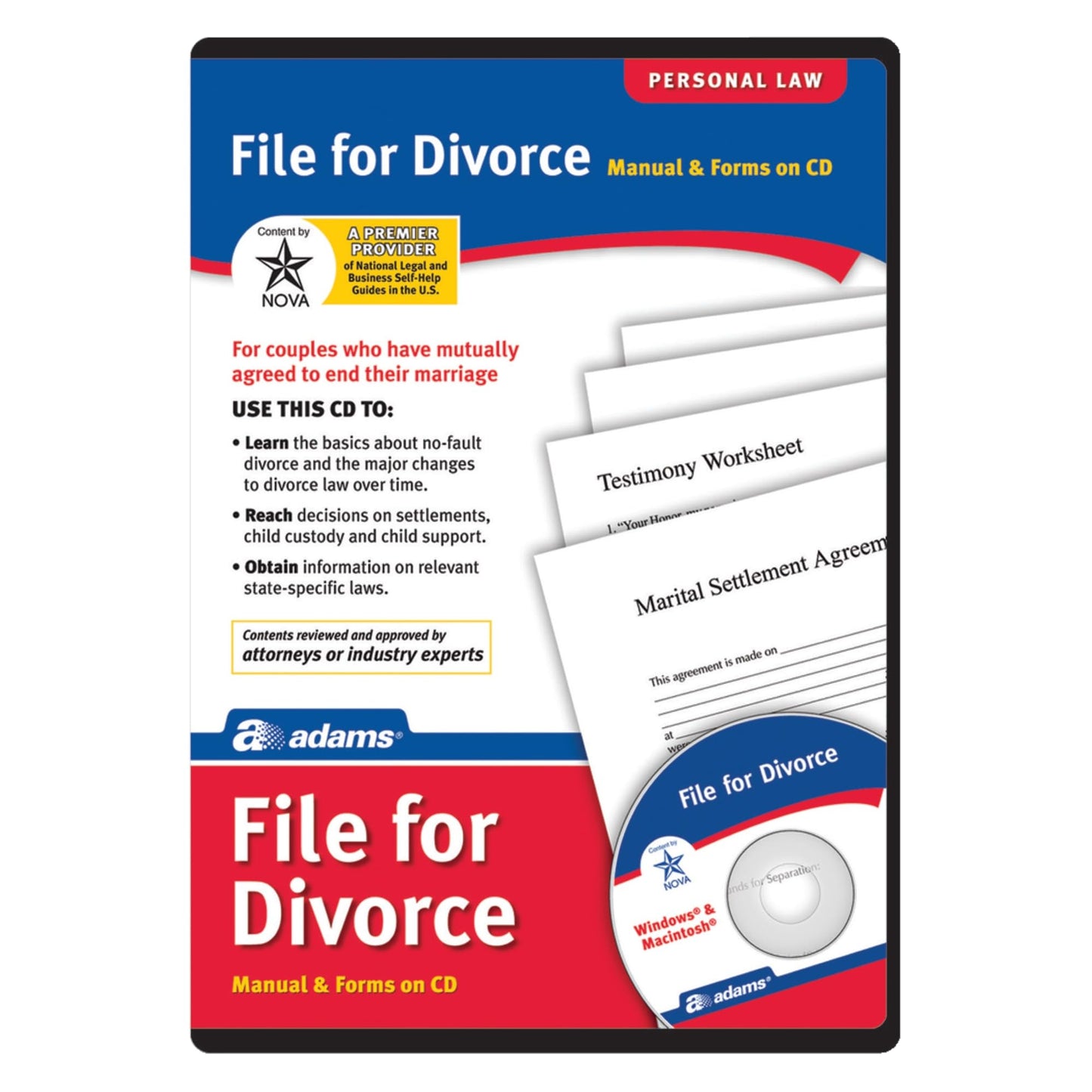 Adams File For Divorce CD, Manual and Forms on CD (ALC601)