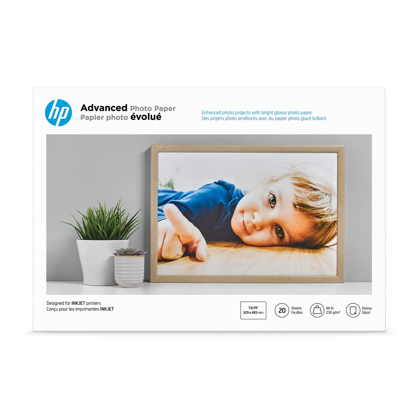 HP Advanced Photo Paper, Glossy, 13x19 in, 20 sheets (CR696A),White