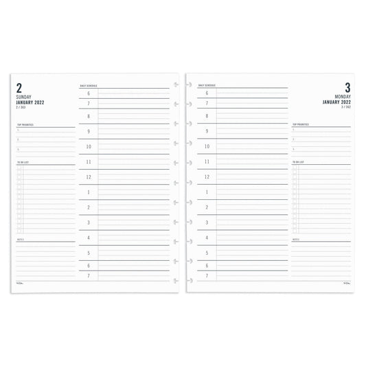 TUL® Discbound Daily Refill Pages, Letter Size, 8-1/2" x 11", January To December 2022, TULLTFLR-1PG