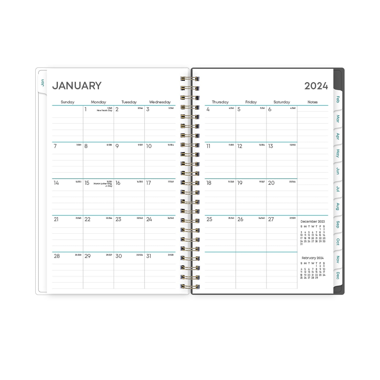 2024 Blue Sky™ Winnie Charcoal Weekly/Monthly Planning Calendar, 5" x 8", Gray, January to December