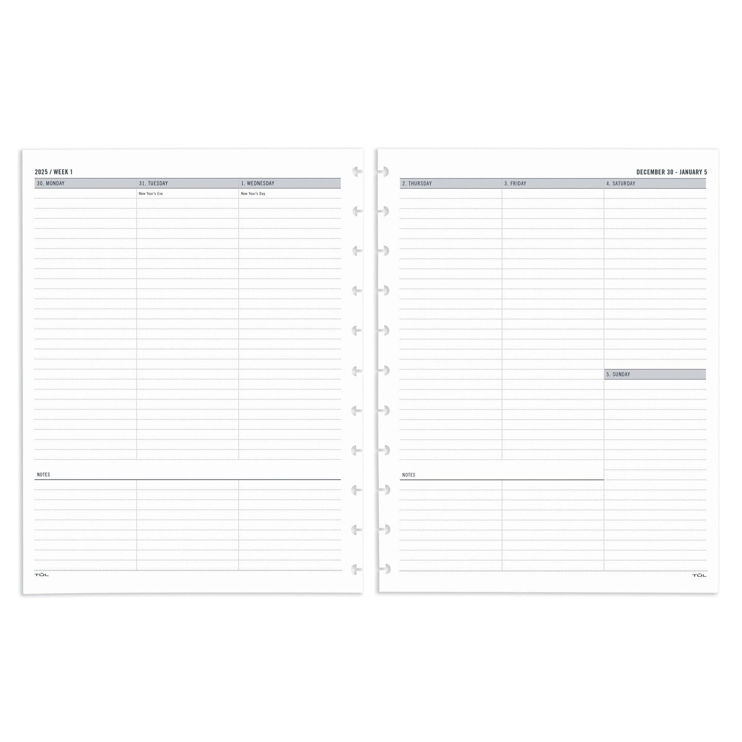 2025 TUL® Discbound Weekly Planner Refill Pages, Letter Size, January To December