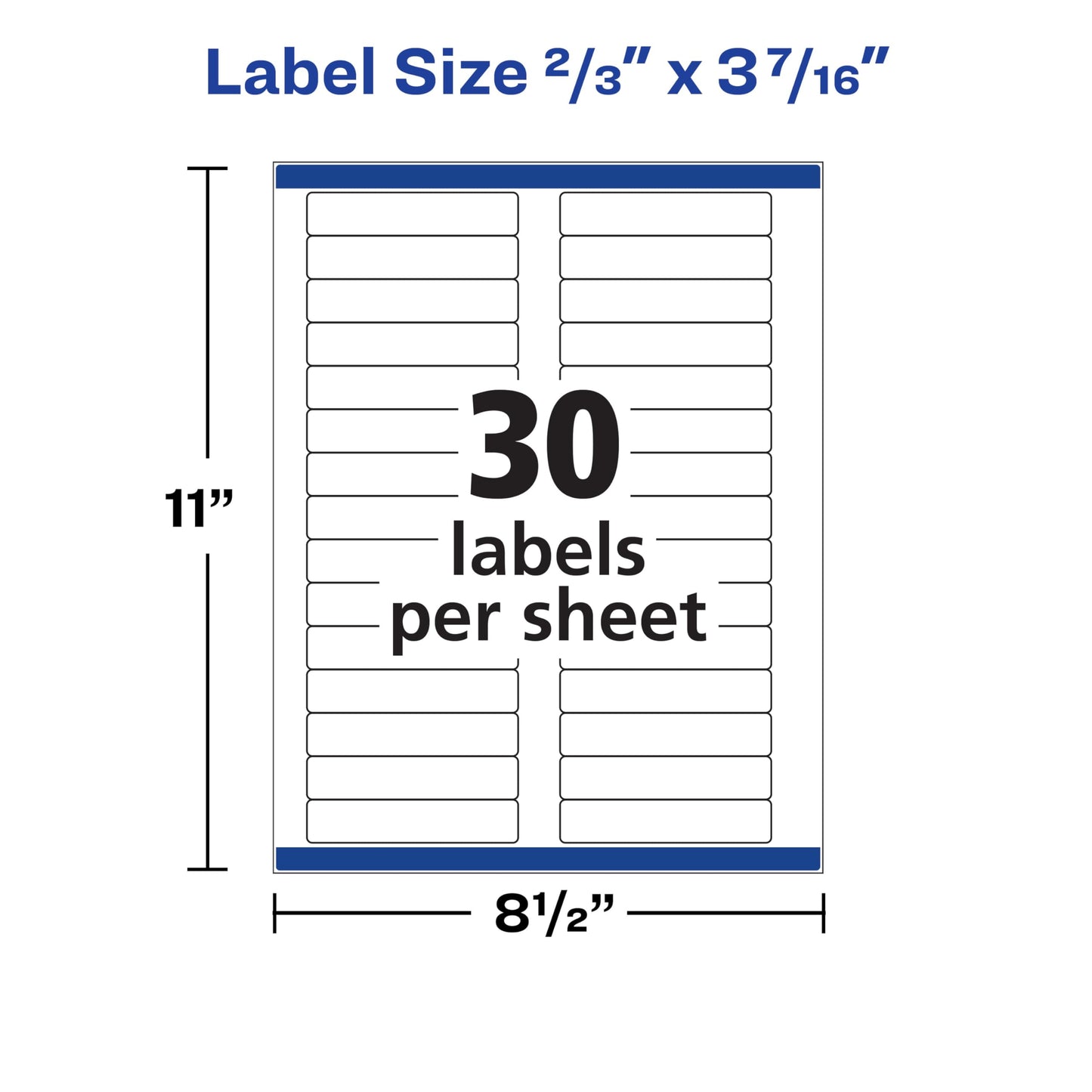 Avery File Folder Labels with Sure Feed, 2/3" x 3-7/16", 750 Printable Labels, Removable, White (8066)