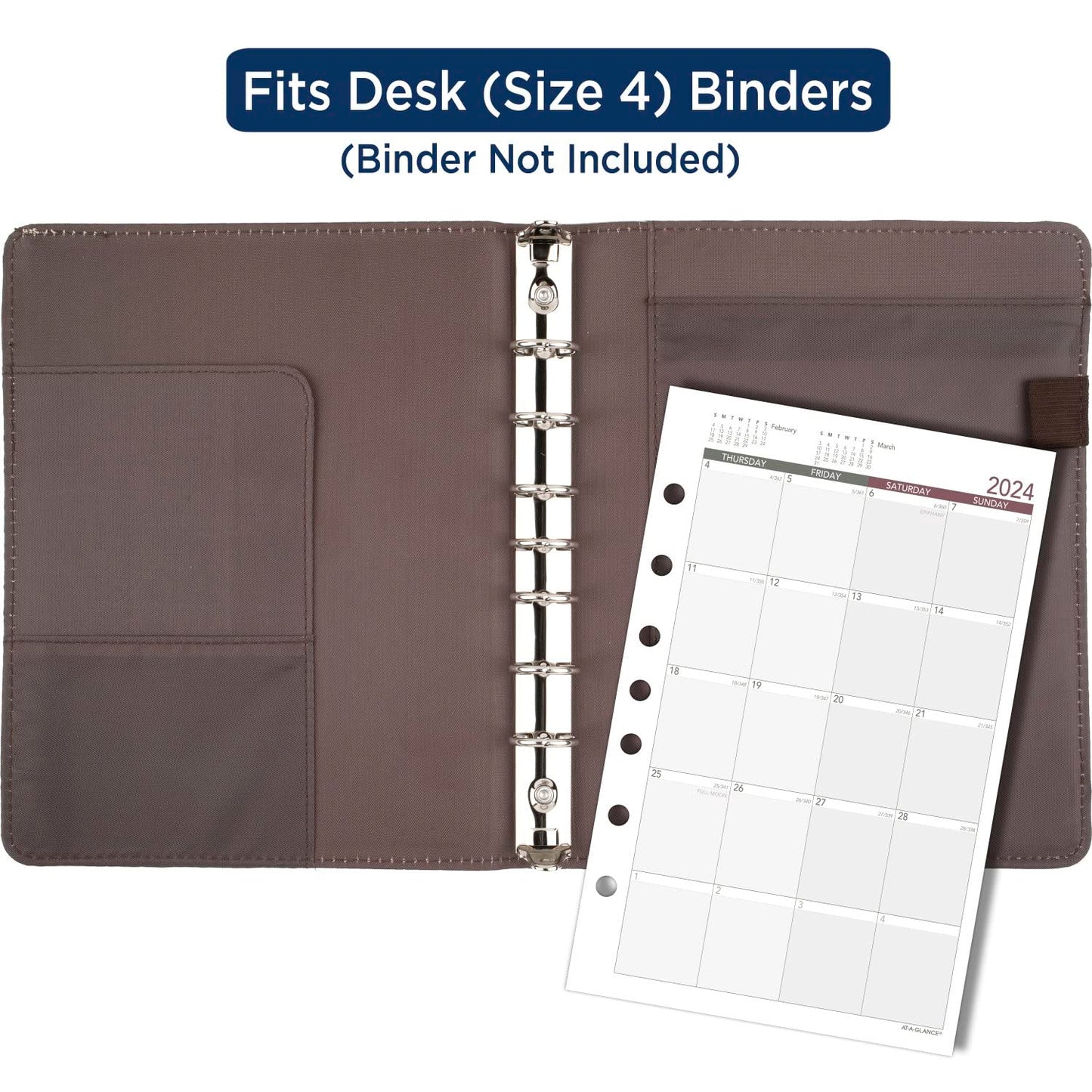 AT-A-GLANCE 2024 Planner Refill, Weekly, 5-1/2" x 8-1/2", Desk Size 4, Loose-Leaf (061-285Y-24)