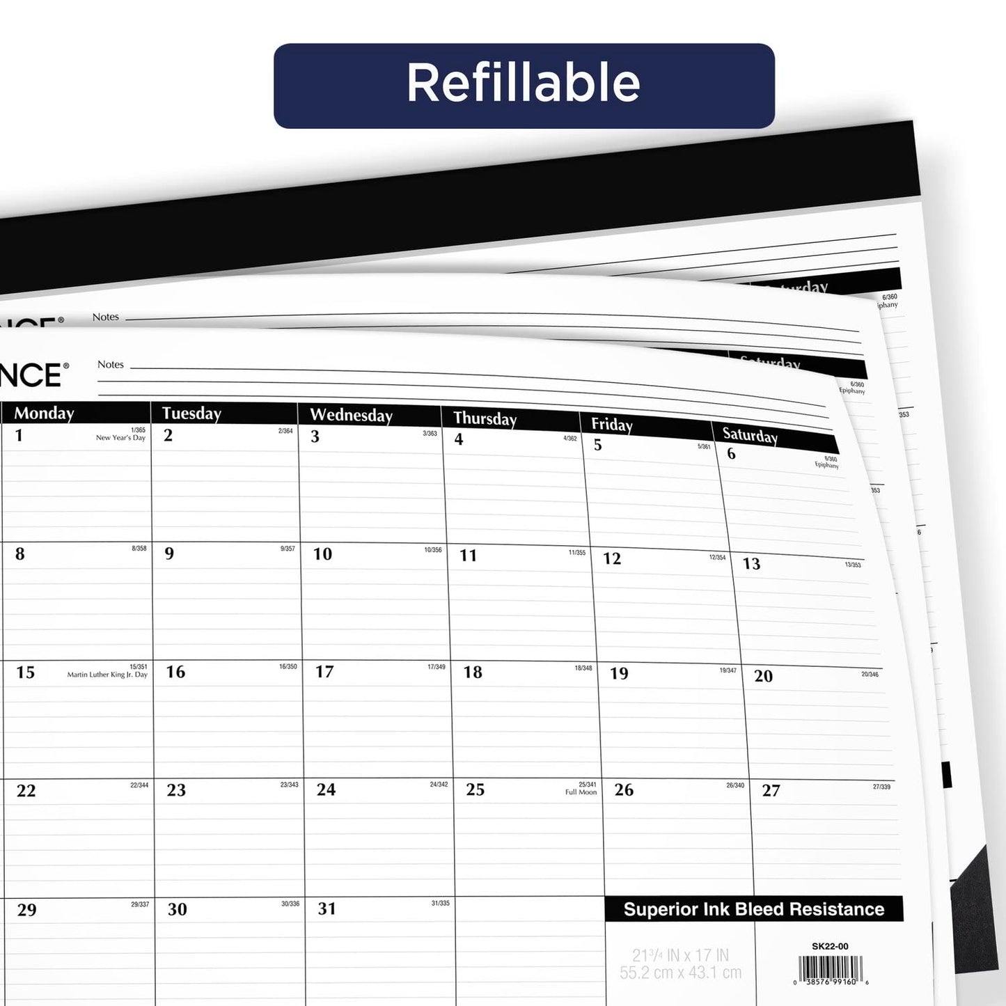 AT-A-GLANCE 2024 Desk Calendar, Monthly Desk Pad, 21-3/4" x 17", Standard (SK220024)